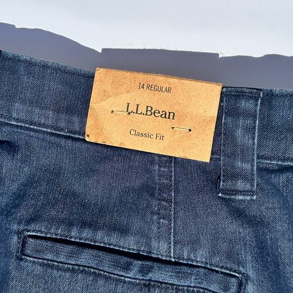 L.L Bean Denim Jean Skirt US 14 Regular Classic Fit Cotton Pockets Plus Classic - Picture 3 of 7